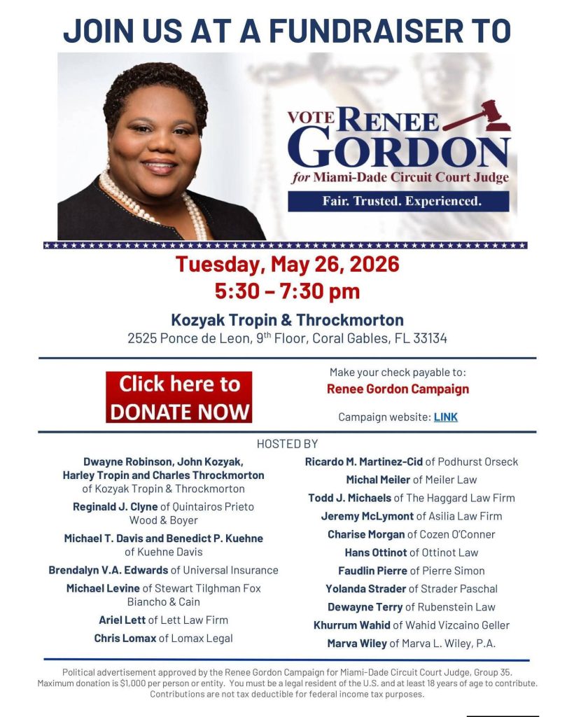 Renee Gordon fundraiser at Kozyak Tropin & Throckmorton